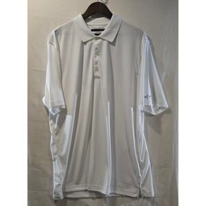 Greg Norman Play Dry Mens XL White Performance Golf Polo Shirt Shark Logo